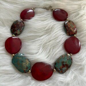 Earthy beaded statement necklace